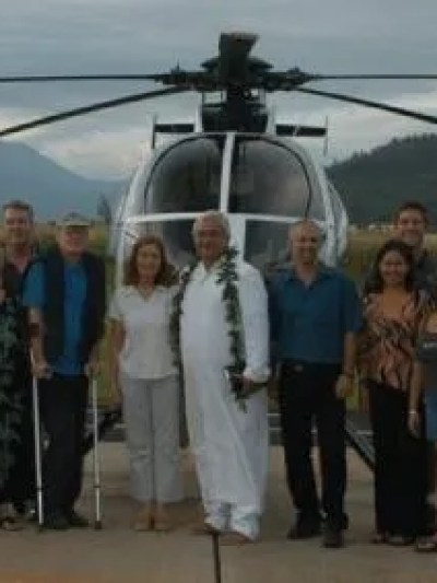 JHH employees at a helicopter blessing