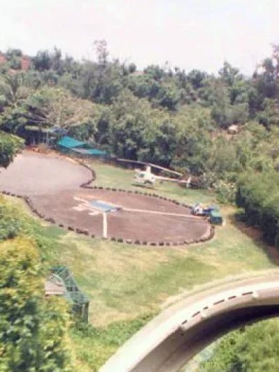 helicopter landing on a helicopter pad
